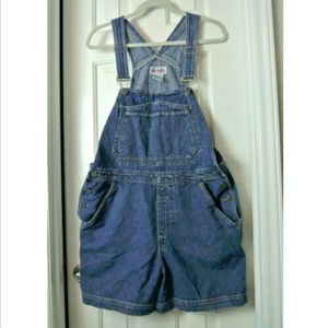 Vintage Denim Shortalls- short overalls Sz L